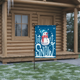 12x18 Inch Let It Snow Snowman Garden Flag 3 Layer Knitted Polyester Double Sided Vertical Yard Flag, Customizable Winter Snow Outdoor Decor