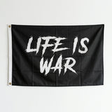 Life Is War Flag 3x5 FT Grunge Scratch Paint Splatter Motivational Black White Banner Wall Decor Gym Indoor Outdoor Hanging Polyester