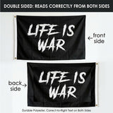Life Is War Flag 3x5 FT Grunge Scratch Paint Splatter Motivational Black White Banner Wall Decor Gym Indoor Outdoor Hanging Polyester