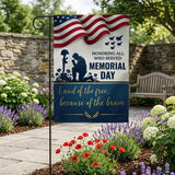 MEMORIAL DAY Garden Flag 12x18 Inch Double Sided, Memorial Day Decorations for Outside, Honoring All Who Served Patriotic Yard Flag for Outdoor Lawn Patio Decor