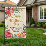 12x18 Inch HAPPY MOTHER'S DAYGarden Flags Banner, 3-Layer Knitted Polyester Double Sided Decor for Patio & Yard