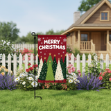12x18 Inch Merry Christmas Garden Flag 3 Layer Knitted Polyester Double Sided Vertical Yard Flag, Customizable Christmas Tree Outdoor Decor