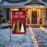 12x18 Inch Merry Christmas Garden Flag 3 Layer Knitted Polyester Double Sided Vertical Yard Flag, Customizable Christmas Tree Outdoor Decor