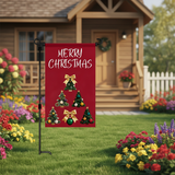 12x18 Inch Merry Christmas Garden Flag 3 Layer Knitted Polyester Double Sided Vertical Yard Flag, Customizable Christmas Tree Outdoor Decor