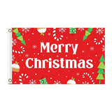 Merry Christmas Flag 3x5 FT Santa Hat String Lights Snowflake Black Banner Wall Decor Indoor Outdoor Holiday Hanging Polyester Sign