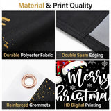 Merry Christmas Flag 3x5 FT Santa Hat String Lights Snowflake Black Banner Wall Decor Indoor Outdoor Holiday Hanging Polyester Sign