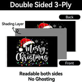 Merry Christmas Flag 3x5 FT Santa Hat String Lights Snowflake Black Banner Wall Decor Indoor Outdoor Holiday Hanging Polyester Sign