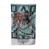 Native American Inspired Wall Flag - Masked Rider & Horse Navajo Pattern, Fade-Resistant Polyester with Grommets