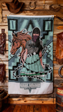 Native American Inspired Wall Flag - Masked Rider & Horse Navajo Pattern, Fade-Resistant Polyester with Grommets