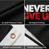Never Give Up Flag 3x5 FT Motivational Inspirational Quote Black Red White Grunge Banner Wall Decor Gym Office Indoor Hanging Polyester