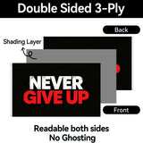 Never Give Up Flag 3x5 FT Motivational Inspirational Quote Black Red White Grunge Banner Wall Decor Gym Office Indoor Hanging Polyester