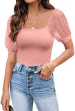 Fashionable See-through Slim Patchwork Short Sleeve