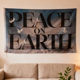 3x5ft Flag PEACE ON EARTH Polyester UV Protected Heavy Duty with Brass Grommets Custom Design Available for Wall Yard Decor