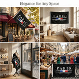 Paris Je T'Aime Flag 3x5 FT French Flag Elegant Minimalist Black White Blue Red Banner Wall Decor Indoor Outdoor Hanging Polyester