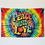 All You Need Is Love Flag 3x5 FT Retro Rainbow Peace Sign Hippie Flower Wall Decor Indoor Outdoor Hanging Banner Polyester Sign
