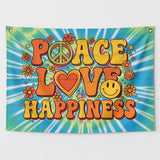 All You Need Is Love Flag 3x5 FT Retro Rainbow Peace Sign Hippie Flower Wall Decor Indoor Outdoor Hanging Banner Polyester Sign