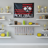 3x5FT Pickleball USA Flag Distressed Patriotic Sports Banner Polyester Customizable For Yard Garage