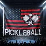 3x5FT Pickleball USA Flag Distressed Patriotic Sports Banner Polyester Customizable For Yard Garage