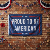 3x5FT Proud To Be American Flag, Navy Blue Patriotic Banner with Red Border & Stars, Polyester Wall Hanging with Brass Grommets for Independence Day