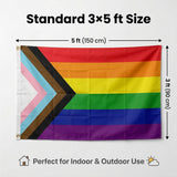 3x5 Ft Progress Pride Flag, Rainbow LGBTQ Pride Flag with Inclusive Chevron Design for Home, Outdoor, Wall and Event Decoration