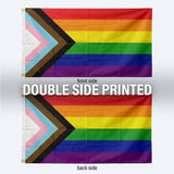 3x5 Ft Progress Pride Flag, Rainbow LGBTQ Pride Flag with Inclusive Chevron Design for Home, Outdoor, Wall and Event Decoration
