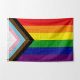 3x5 Ft Progress Pride Flag, Rainbow LGBTQ Pride Flag with Inclusive Chevron Design for Home, Outdoor, Wall and Event Decoration