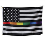 3x5ft Rainbow Stripe American Pride Flag, Black & White Polyester LGBTQ+ Banner with Brass Grommets, Inclusive Decor for Pride Events & Home, Customizable