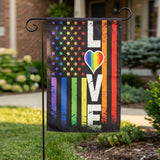 LGBT Pride Love Garden Flag 12x18 Inch Rainbow Heart USA Star Stripe Black Banner Yard Lawn Outdoor Seasonal Hanging Polyester Decor