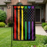 LGBT Pride Love Garden Flag 12x18 Inch Rainbow Heart USA Star Stripe Black Banner Yard Lawn Outdoor Seasonal Hanging Polyester Decor