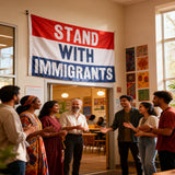 3x5ft "STAND WITH IMMIGRANTS" Flag, Red White Blue Polyester Banner with Brass Grommets, Ideal for Advocacy & Solidarity Events, Customizable