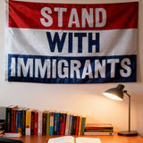 3x5ft "STAND WITH IMMIGRANTS" Flag, Red White Blue Polyester Banner with Brass Grommets, Ideal for Advocacy & Solidarity Events, Customizable