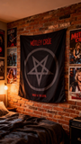 Motley Crue Inverted Pentagram Flag 3x5ft Waterproof Polyester for Indoor Outdoor Metalhead Decor