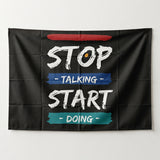 Stop Talking Start Doing Flag 3x5 FT Motivational Inspirational Quote Black Banner Wall Decor Gym Office Indoor Hanging Polyester