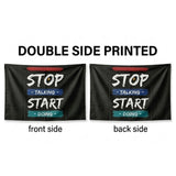 Stop Talking Start Doing Flag 3x5 FT Motivational Inspirational Quote Black Banner Wall Decor Gym Office Indoor Hanging Polyester