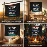 Stop Talking Start Doing Flag 3x5 FT Motivational Inspirational Quote Black Banner Wall Decor Gym Office Indoor Hanging Polyester