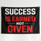 3x5 FT Success Is Earned Not Given Flag Motivational Gym Banner Inspirational Wall Decor for Home Office Fitness Room
