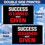 3x5 FT Success Is Earned Not Given Flag Motivational Gym Banner Inspirational Wall Decor for Home Office Fitness Room