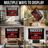 3x5 FT Success Is Earned Not Given Flag Motivational Gym Banner Inspirational Wall Decor for Home Office Fitness Room