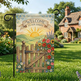 12x18 Inch Sun Rise Garden Flags Banner, 3-Layer Knitted Polyester Double Sided Decor for Patio & Yard