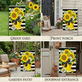 Sunflower Daisy Garden Flag 12x18 Inch Yellow Watering Can Black White Stripe Summer Yard Lawn Outdoor Seasonal Polyester Decor
