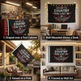 Support The Country You Live In Flag 3x5 FT Patriotic Grunge Black Red White Star Banner Wall Decor Indoor Outdoor Hanging Polyester