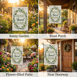 12x18 Inch Home Sweet Home Garden Flag, Green Leaf Floral Wreath Yard Decor for Front Porch, Lawn, Patio and Outdoor Display