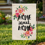 12x18 Inch Home Sweet Home Garden Flag, Green Leaf Floral Wreath Yard Decor for Front Porch, Lawn, Patio and Outdoor Display