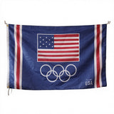 3x5ft Team USA Olympic Flag, Blue Polyester Banner with US Flag & Olympic Rings, Ideal for Olympic Viewing Parties & Home Decor, Customizable