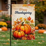 Thanksgiving Garden Flag 12x18 Inch Cornucopia Pumpkin Harvest Autumn Fall Yard Lawn Outdoor Seasonal Holiday Decoration Polyester