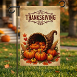 Thanksgiving Garden Flag 12x18 Inch Cornucopia Pumpkin Harvest Autumn Fall Yard Lawn Outdoor Seasonal Holiday Decoration Polyester