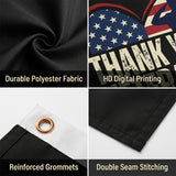 Thank You Veterans Flag 3x5 FT Patriotic Military Salute USA Heart Banner Wall Decor Veterans Day Indoor Outdoor Hanging Polyester