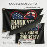 Thank You Veterans Flag 3x5 FT Patriotic Military Salute USA Heart Banner Wall Decor Veterans Day Indoor Outdoor Hanging Polyester