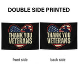 Thank You Veterans Flag 3x5 FT Patriotic Military Salute USA Heart Banner Wall Decor Veterans Day Indoor Outdoor Hanging Polyester
