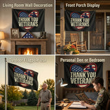 Thank You Veterans Flag 3x5 FT Patriotic Military Salute USA Heart Banner Wall Decor Veterans Day Indoor Outdoor Hanging Polyester